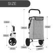 Shopping Cart Foldable Trolley Grocery Bag Waterproof Aluminium Waterproof Wheeled Storage Market Utility Granny Grey