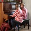 Melodic Wood Duet Piano Bench Keyboard Stool Seat with Storage