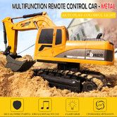1:24 Remote Control Excavator Vehicle 6 Channels Charging Model Toys LED Light Simulation Sound