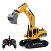 1:24 Remote Control Excavator Vehicle 6 Channels Charging Model Toys LED Light Simulation Sound