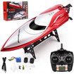 Remote Control Boat, High Speed Rc Boat for Pools and Lakes, 20+ MPH 2.4 GHz Racing Boats for Kids and Adults, LCD Low Battery Alarm, Birthday Gifts for Boys Girls