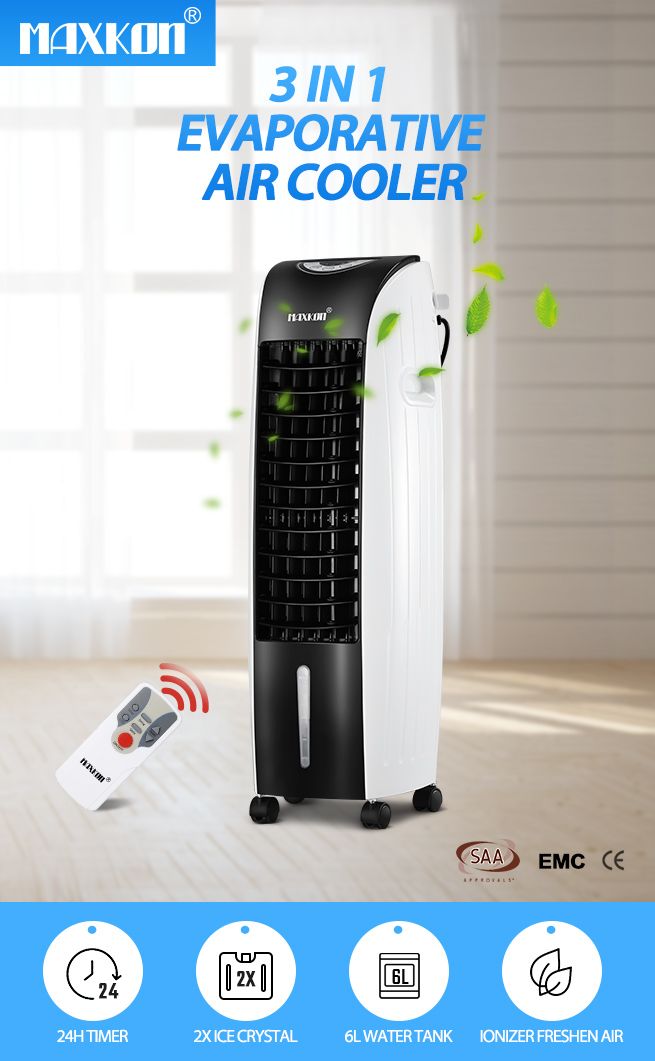 Maxkon 3 In 1 Portable Evaporative Air Cooler Purifier Remote Air Humidifier