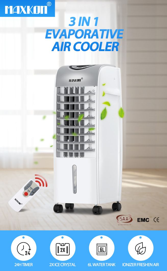 Maxkon Multi-functional 6L Evaporative Air Cooler Remote Cooling Fan Humidifier