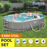 Bestway 4.88x3.05x1.07m Power Steel Frame Above Ground Oval Pool Set