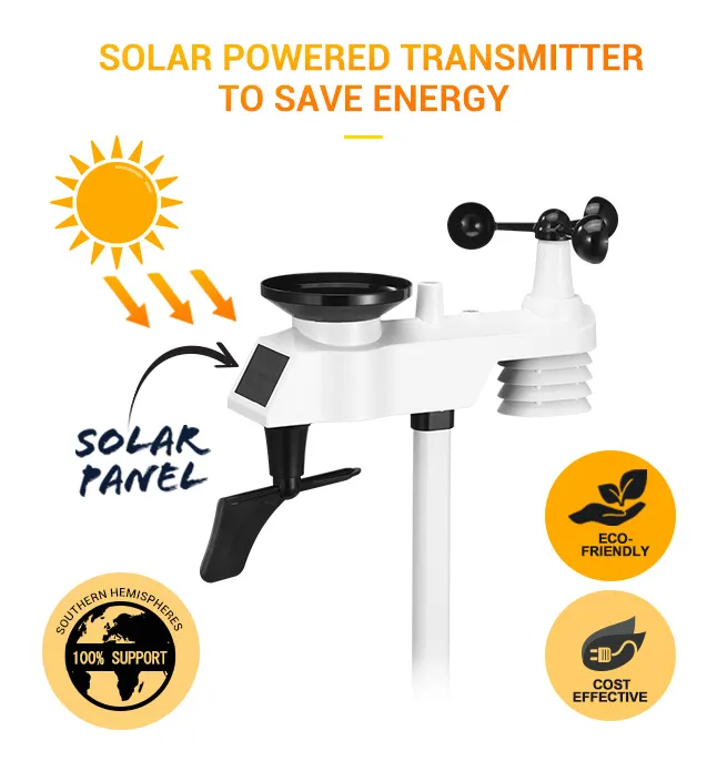 Maxkon WIFI Weather Station Solar Powered for UV Light Temperature Humidity Wind Speed