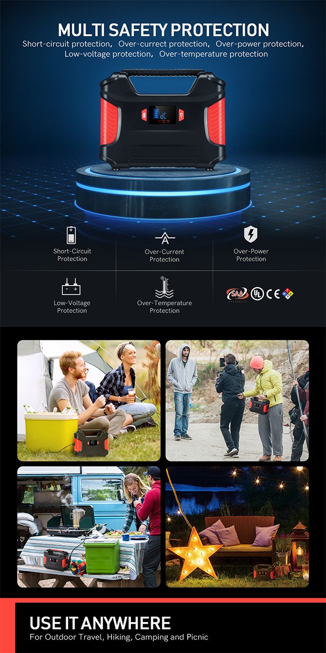 Portable 66900mAh 248WH Power Station 100W Solar Generator Battery