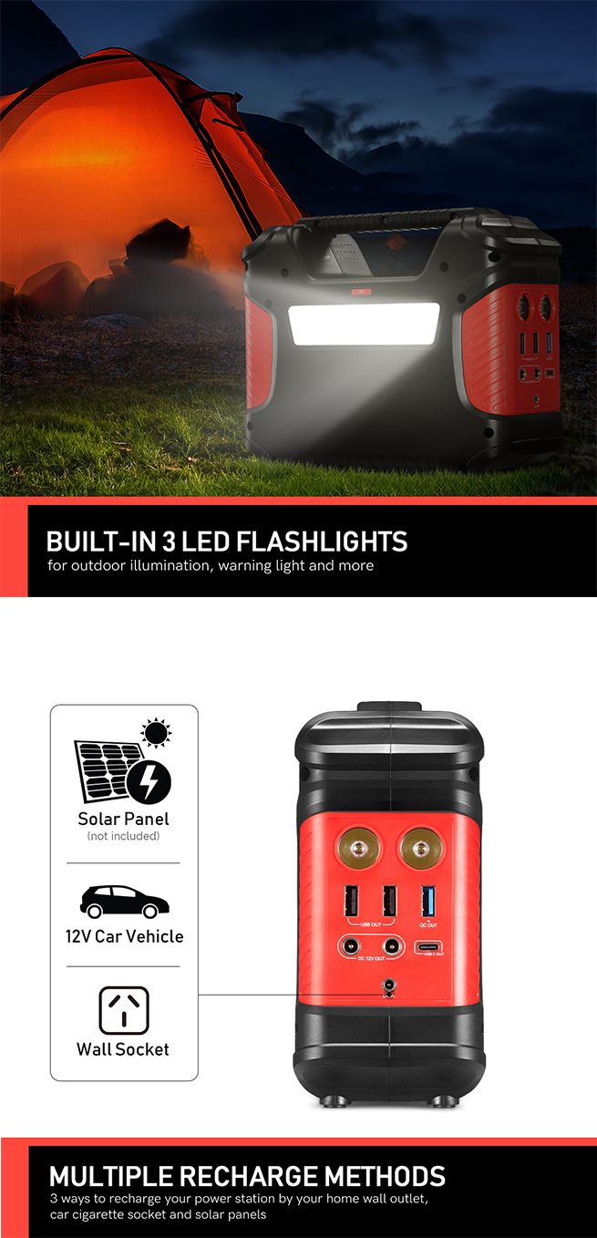 Portable 66900mAh 248WH Power Station 100W Solar Generator Battery