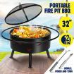 32" 2-in-1 Fire Pit BBQ Grill Outdoor Fireplace Brazier Portable Camping Patio Heater