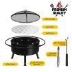32" 2-in-1 Fire Pit BBQ Grill Outdoor Fireplace Brazier Portable Camping Patio Heater