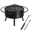 32" 2-in-1 Fire Pit BBQ Grill Outdoor Fireplace Brazier Portable Camping Patio Heater