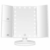 Light Up Makeup Mirror 21 LED 2X 3X Magnification Vanity Touch Screen 180 Degree Rotation Dual Power Supply