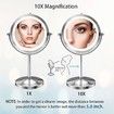 Lighted Makeup Mirror - LED Double Sided 1x/10x Magnification Cosmetic Mirror,7 Inch Battery-Powered 360 Degree Rotation Vanity Mirror with On/Off Push-Button (10x Button Switch Mirror)