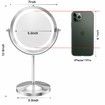 Lighted Makeup Mirror - LED Double Sided 1x/10x Magnification Cosmetic Mirror,7 Inch Battery-Powered 360 Degree Rotation Vanity Mirror with On/Off Push-Button (10x Button Switch Mirror)