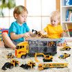 Die Cast Truck Construction Vehicle Toy Mini 6in1 Engineering Set Carrier Playset Boys Dumper Bulldozers Forklift Tank Asphalt Excavator Gift