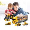 Die Cast Truck Construction Vehicle Toy Mini 6in1 Engineering Set Carrier Playset Boys Dumper Bulldozers Forklift Tank Asphalt Excavator Gift