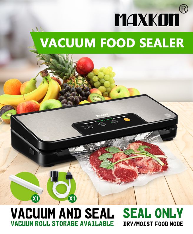 Maxkon Food Vacuum Sealer Food Saver Sealer Machine Grey 64kPa with