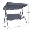 3 Seater Swing Chair for Garden Patio with Cushion & Canopy Dark Grey