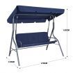 3 Seater Swing Chair with Cushion and Canopy for Outdoor Garden Patio Navy Blue