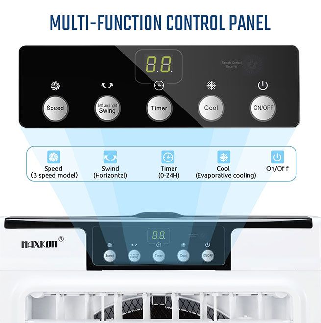 Maxkon 45L Industrial Evaporative Air Cooler Remote Portable Air Conditioner Fan Humidifier