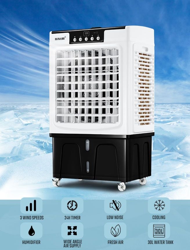 Maxkon Portable 30L Evaporative Air Fan Humidifier Cooler Commercial Fan Industrial Purifier
