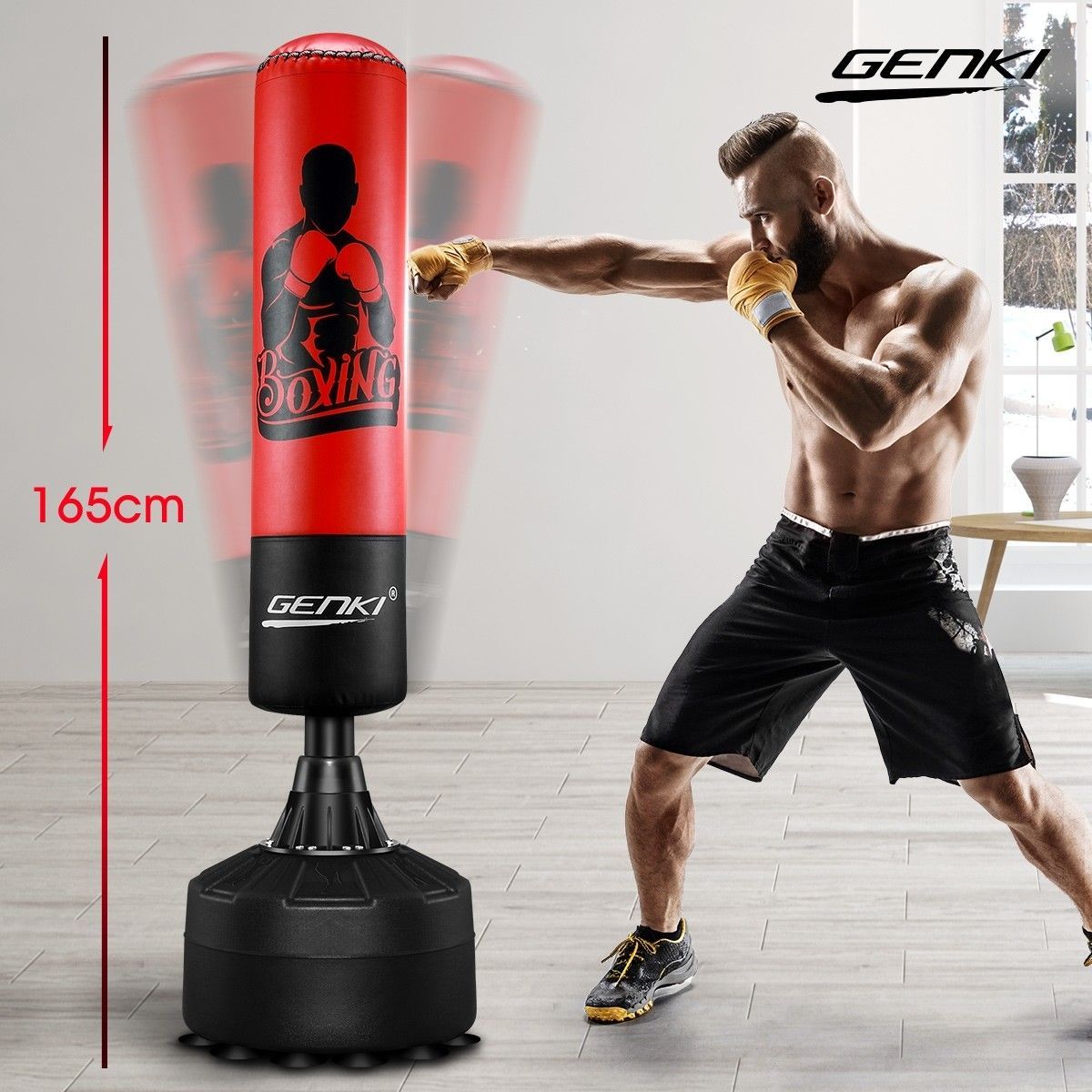 Genki 165cm Free Standing Punching Boxing Bag Stand MMA UFC Training Gear