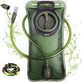 Hydration Bladder 2 Liter Leak Proof Water Reservoir, Military Water Storage Bladder Bag, BPA Free Hydration Pack Replacement, for Hiking Biking Climbing Cycling Running, Large Opening, Green