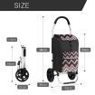 Shopping Trolley Cart with Bags Foldable Aluminium Dolly Grocery Wheeled Waterproof Storage Market Utility Granny Black