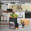 Shopping Trolley Cart with Bags Foldable Aluminium Dolly Grocery Wheeled Waterproof Storage Market Utility Granny Black