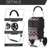 Shopping Trolley Cart with Bags Foldable Aluminium Dolly Grocery Wheeled Waterproof Storage Market Utility Granny Black