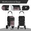 Shopping Trolley Cart with Bags Foldable Aluminium Dolly Grocery Wheeled Waterproof Storage Market Utility Granny Black