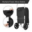 Shopping Trolley Cart with Bags Foldable Aluminium Dolly Grocery Wheeled Waterproof Storage Market Utility Granny Black