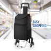 Foldable Aluminium Shopping Cart Trolley Dolly Bag w/ Tri Wheels Black