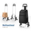 Foldable Aluminium Shopping Cart Trolley Dolly Bag w/ Tri Wheels Black