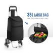 Foldable Aluminium Shopping Cart Trolley Dolly Bag w/ Tri Wheels Black