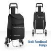 Foldable Aluminium Shopping Cart Trolley Dolly Bag w/ Tri Wheels Black