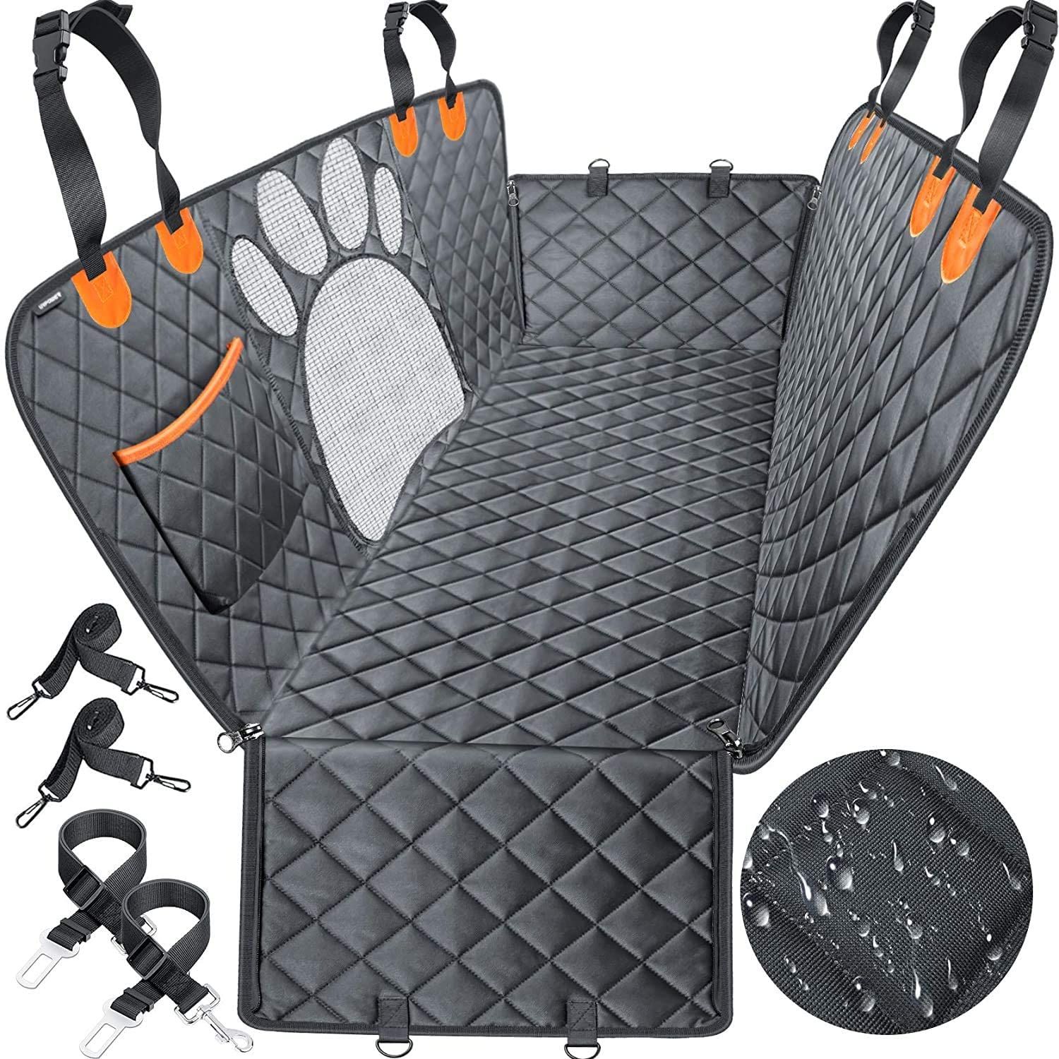 Upgraded Dog Seat Covers with Mesh Visual Window 100% Waterproof Washable Dog Hammock for Cars Trucks and SUVs
