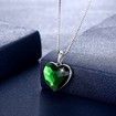 Heart-Shaped Green Necklace with Crystal/Platinum Plated