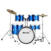 Melodic Classic 5 Piece Drum Set Kit for Children Kids with Stool Cymbals Drumsticks Blue