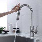 Touch On Kitchen Faucet with Pull Down Sprayer SUS304 Stainless Steel Smart Kitchen Sink Faucets with Deck Plate -Brushed Nickel