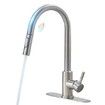 Touch On Kitchen Faucet with Pull Down Sprayer SUS304 Stainless Steel Smart Kitchen Sink Faucets with Deck Plate -Brushed Nickel