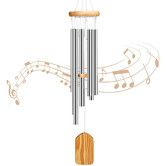 Wind Chimes Outdoor, with 6 Aluminum Tubes Wooden Wind Bell Memorial Wind Chimes