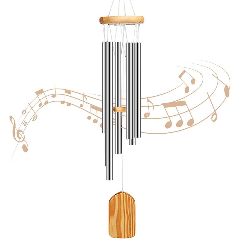 Wind Chimes Outdoor, with 6 Aluminum Tubes Wooden Wind Bell Memorial Wind Chimes