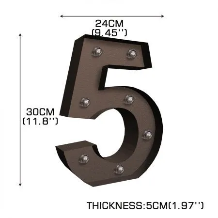 LED Metal Number Lights Free Standing Hanging Marquee Event Party D?cor Number 5