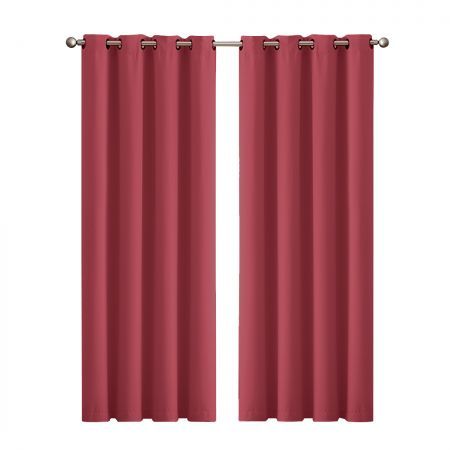 2x Blockout Curtains Panels 3 Layers Eyelet Room Darkening 140x230cm Burgundy
