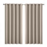 2x Blockout Curtains Panels 3 Layers Eyelet Room Darkening 180x230cm Beige