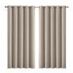 2x Blockout Curtains Panels 3 Layers Eyelet Room Darkening 180x230cm Beige