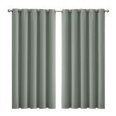 2x Blockout Curtains Panels 3 Layers Eyelet Room Darkening 180x230cm Grey