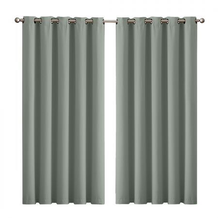 2x Blockout Curtains Panels 3 Layers Eyelet Room Darkening 180x230cm Grey