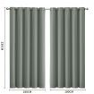 2x Blockout Curtains Panels 3 Layers Eyelet Room Darkening 180x230cm Grey