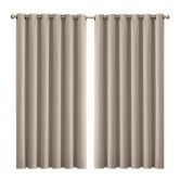 2x Blockout Curtains Panels 3 Layers Eyelet Room Darkening 240x230cm Beige